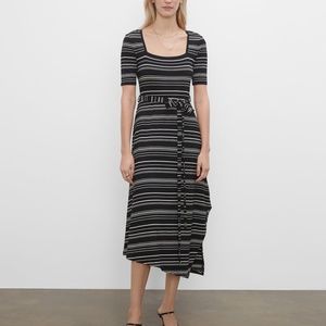 Striped Square Neck Knit Dress - New With Tags - NEVER WORN - Black Stripe